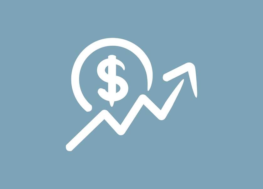 BoKlok ikon räntegaranti finans prognospil och dollartecken mot blå bakgrund