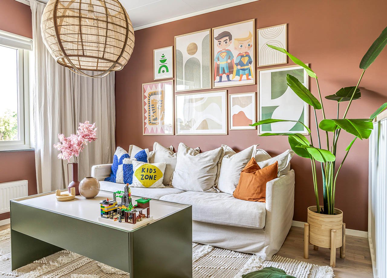 Foto av allrummet på övervåningen i BoKlok radhus 5 rum och kök.