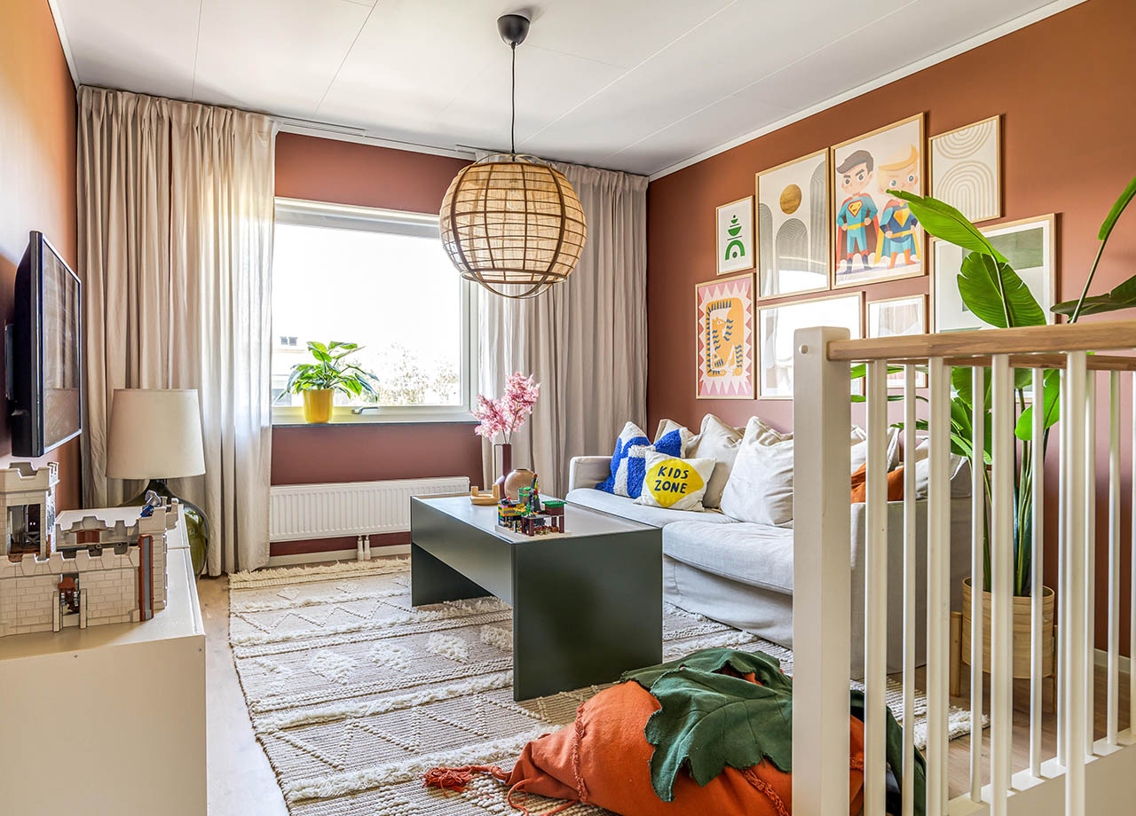 Foto av allrummet i BoKlok radhus.