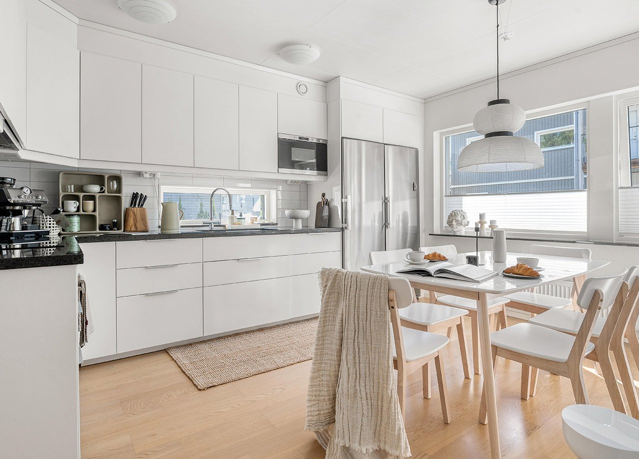 Foto av köket i BoKlok radhus.