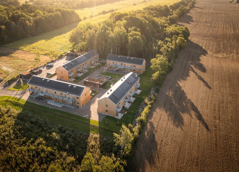 Flygfoto av karteret BoKlok Gläntan på Öland