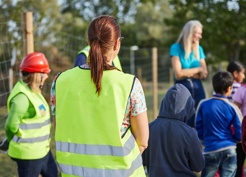 Studiebesök för skola på BoKlok projekt